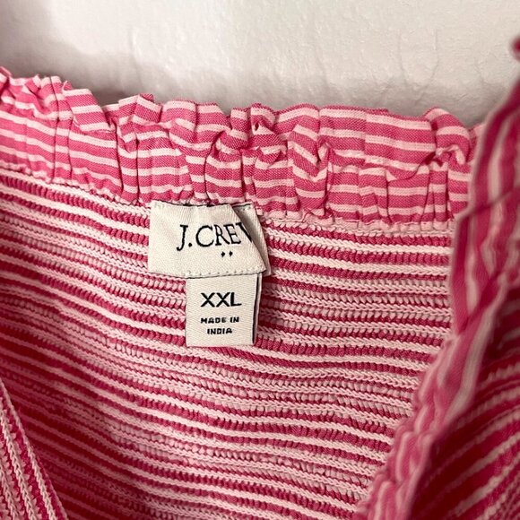 J. Crew Pink White Stripe Smocked Pocketed Tiered Dress Size XXL - Picture 5 of 7